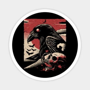 Crow and Skull Magnet